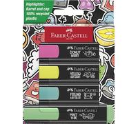 Faber-Castell 254690 Pochette de 4 Surligneurs Fluorescents Graffiti Neon, Pointe Biseautée de Précision, Couleurs Néon Graffiti Vibrantes, Marqueurs Plats Ergonomiques