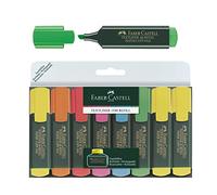 Faber-Castell 254863 - Set de surligneurs TL 48, étui de 8 pièces, couleurs néon, pointe biseautée longue durée, largeur de trait 1 - 5 mm, rechargeable