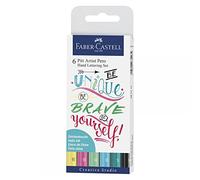 Faber-Castell 267117 - Stylo à encre Pitt Artist Pen Lettering, étui de 6 stylos vert