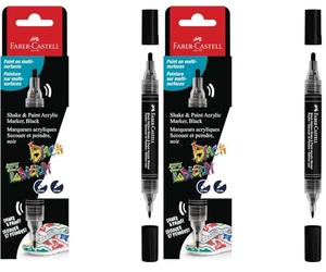 Faber-Castell 285598 Black Edition Shake & Paint Marqueur acrylique, Noir Minuit, Double pointe 3mm & 1mm, Imperméable, Marqueurs acryliques multi-surfaces pour adultes, Couleur vive et durable