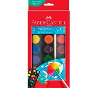 Faber-Castell – Coffret d'aquarelle 125027 – 21 couleurs, pinceaux inclus – Pour école et loisirs