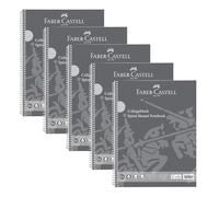 Faber-Castell - Blocs de cours DIN A4 lignés, 5 blocs | 5 blocs-notes de 80 feuilles chacun, papier 90 g/m², ligné, gris, pour l'école, les études et le bureau