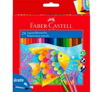 Faber-Castell Crayons aquarellables 114425 - 24 couleurs + pinceau - pour enfants et adultes