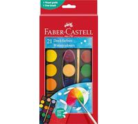 Faber-Castell – Coffret d'aquarelle 125027 – 21 couleurs, pinceaux inclus – Pour école et loisirs