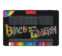 Faber-Castell Boîte en métal de 36 crayons de couleur Black Edition