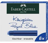 FABER-CASTELL - Cartouches d'encre standard bleu roi, lot de 6 | Cartouches standard effaçables en bleu roi pour stylos à plume, école, bureau et écriture quotidienne