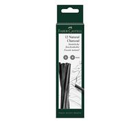 Faber-Castell PITT NATURAL CHARCOAL Crayon charbon non permanent noir profond 5-8 mm pack de 12