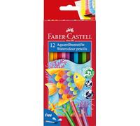 FABER-CASTELL 114413 - Crayons aquarellables pour enfants et adultes, 12 crayons de couleur et un pinceau