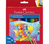 Faber-Castell Crayons aquarellables 114425 - 24 couleurs + pinceau - pour enfants et adultes