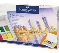 Faber-Castell - Set de peinture aquarelle 169712 - 12 godets, palette et pinceau pour réservoir d'eau