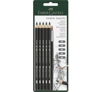FABER-CASTELL - Coffret de crayons Graphite Aquarell, 6 pièces | Duretés HB, 2B, 4B, 6B et 8B, crayons graphite lavables à l'eau pour les croquis et les techniques mixtes