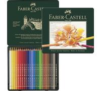 Faber-Castell Crayons de couleur Polychromos 24 – Étui métal, mine 3.8 mm
