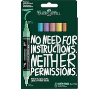 FABER-CASTELL - Coffret de marqueurs acryliques Multimark Pastel, 6er | 6 marqueurs acryliques à double pointe, résistants à l'eau et à séchage rapide