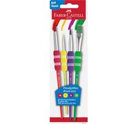 FABER-CASTELL - Coffret de pinceaux à manche souple, 4 pièces | Pinceau avec manche ergonomique souple pour l'école et les projets créatifs