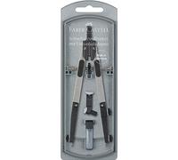 Faber-Castell Compas 174014 – Réglage rapide, branches pliables, adaptateur, acier inoxydable, noir
