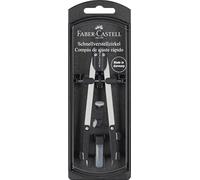 FABER-CASTELL - Compas à réglage rapide articulé | Compas avec porte-mine, pièces de rechange et mines pour l'école, la formation et le dessin technique
