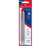 FABER-CASTELL 201734 - Jumbo Grip bicolore crayon à séparation syllabique, 2 crayons, rouge et bleu