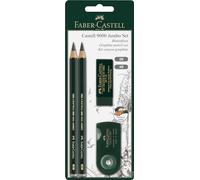 Faber-Castell Set de crayons CASTELL 9000 Jumbo – 2 crayons, 1 gomme & 1 taille-crayon – Vert