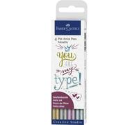 Faber-Castell Etui 4 Feutres Pitt Artist Pen Encre De Chine Couleur Metallic