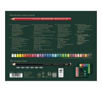 Faber Castell FC-210053 Lot de 38 crayons de couleur Polychromos artistiques, multicolores, Ø 3,8 mm, avec taille-crayon et gomme, boîte