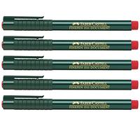 FABER-CASTELL - Finepen, feutre fin rouge 0,4 mm, 5 pièces | Des traits fins pour l'écriture, le dessin et le travail avec des pochoirs