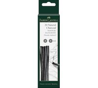 Faber-Castell 129198 - Fusain Pitt naturel, 20 fusains naturels pour dessiner, diamètre 3-6 mm