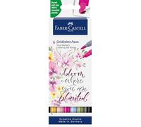 Faber-Castell - Goldfaber Aqua Dual Marker Lettering, 6 couleurs | Marqueurs doubles diluables à l'eau avec pointe pinceau et pointe fine pour l'aquarelle et le lettrage