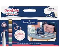 Faber-Castell Set de marqueurs créatifs Goldfaber 161006, 6 stylos pinceaux indélébiles