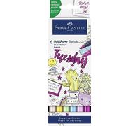 FABER-CASTELL - Goldfaber Sketch Marker Kawaii, 6 couleurs | Marqueur à alcool à fort pouvoir couvrant, avec pointe pinceau et pointe fine, pour les illustrations et les croquis