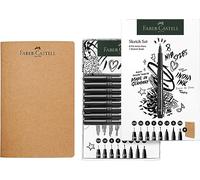 Faber-Castell - Set de croquis 267102 - 9 pièces, carnet et crayons Pitt Artist Pen encre de Chine