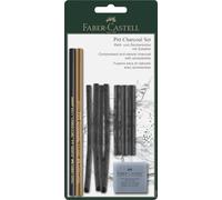 Faber-Castell - Kit de dessin Pitt Charcoal, 10 pièces | Fusains et charbons à dessin avec accessoires pour croquis, portraits et dessins expressifs