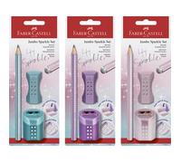 FABER-CASTELL Kit d'écriture Jumbo GRIP SPARKLE, assorti