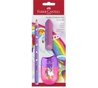 Faber-Castell Set d'écriture 111528 Licorne - crayon jumbo, taille-crayon et gomme, pour enfants