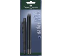 FABER-CASTELL - Kit d'écriture Poly Ball Urban All Black, 3 pièces | Avec un stylo à bille XB et 2 crayons de dureté B pour l'école, le bureau et le quotidien
