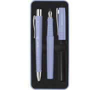 Faber-Castell Ensemble de stylos Poly Ball/Pen – stylo-plume et stylo-bille, encre bleue, iris pâle