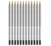 FABER-CASTELL Lot de 12 Crayons Papier GRIP 2001 Mine 2 mm Bout Gomme HB