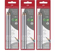 Faber-Castell Lot De 3 Blisters Lot 2 Crayons Graphite Jumbo Grip Hb Argent