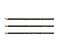 FABER-CASTELL Lot de 3 Crayons de couleur POLYCHROMOS Mine 3,8mm à l'Huile Noir