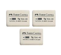 Faber-Castell Lot De 3 Gommes En Caoutchouc 7041-40, Blanc