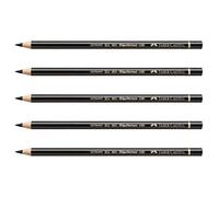 FABER-CASTELL Lot de 5 Crayons de couleur POLYCHROMOS Mine 3,8mm à l'Huile Noir