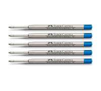 Faber-Castell Lot De 5 Recharges Stylo Bille Pointe Moyenne Grande Contenance Bleu
