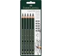 Faber-Castell Crayons à dessin Castell 9000 Jumbo - Pack de 5 (HB, 2B, 4B, 6B, 8B)