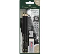 Faber-Castell Pitt Graphite 115297 - Ensemble 3 (10B,12B,14B), gomme dust-free et taille-crayon