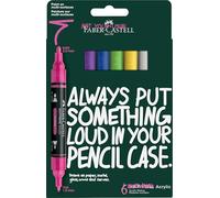 Faber-Castell Marqueurs acryliques Multimark 186009, 6 feutres double pointe, résistants à l'eau