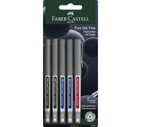 Faber-Castell - Lot de stylos à bille roulante Free Ink Fine, 5 pièces