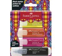FABER-CASTELL - Lot de surligneurs Glassy néon, 4 surligneurs