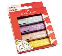 Faber-Castell Surligneurs TL 46 - Set 4 avec étui, couleurs métalliques, pointe biseautée 1–5 mm