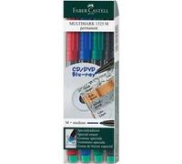 Faber-Castell – Marqueurs permanents MULTIMARK M – Étui de 4 (1 rouge, 1 bleu, 1 vert, 1 noir)