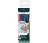 Faber-Castell Marqueur permanent MULTIMARK S – 4 couleurs – Étui de 4