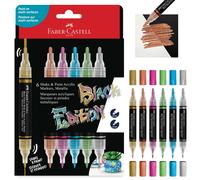 FABER-CASTELL - Marqueurs acryliques Shake & Paint Black Edition, 6 stylos